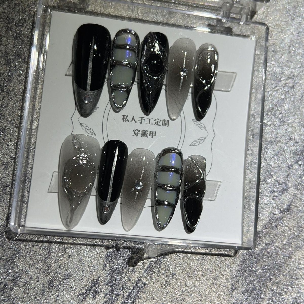 H144 Y2K PURPLU INK HANDMADE NAIL