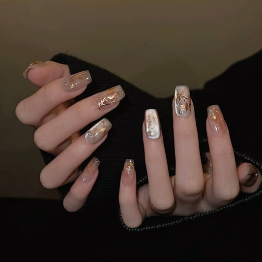 H410 Ice transmits the smoky bamboo hues HANDMADE NAIL