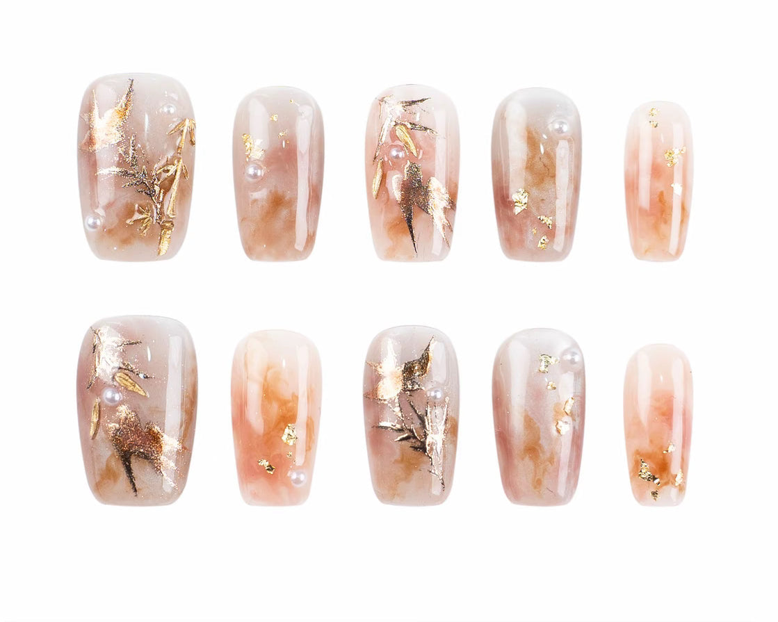 H410 Ice transmits the smoky bamboo hues HANDMADE NAIL