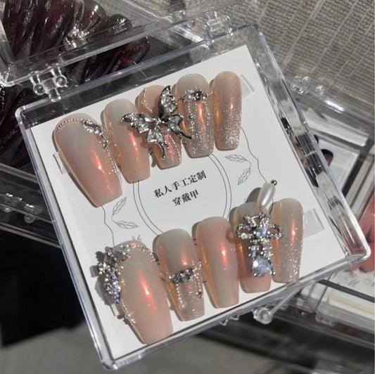 H148 METAL BUTTERFLY NUDE HANDMADE NAIL