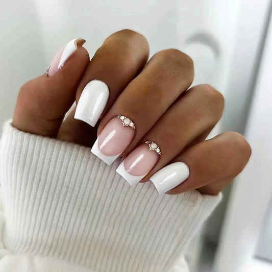 S11 NUDE WHITE FRENCH SHORT NAIL