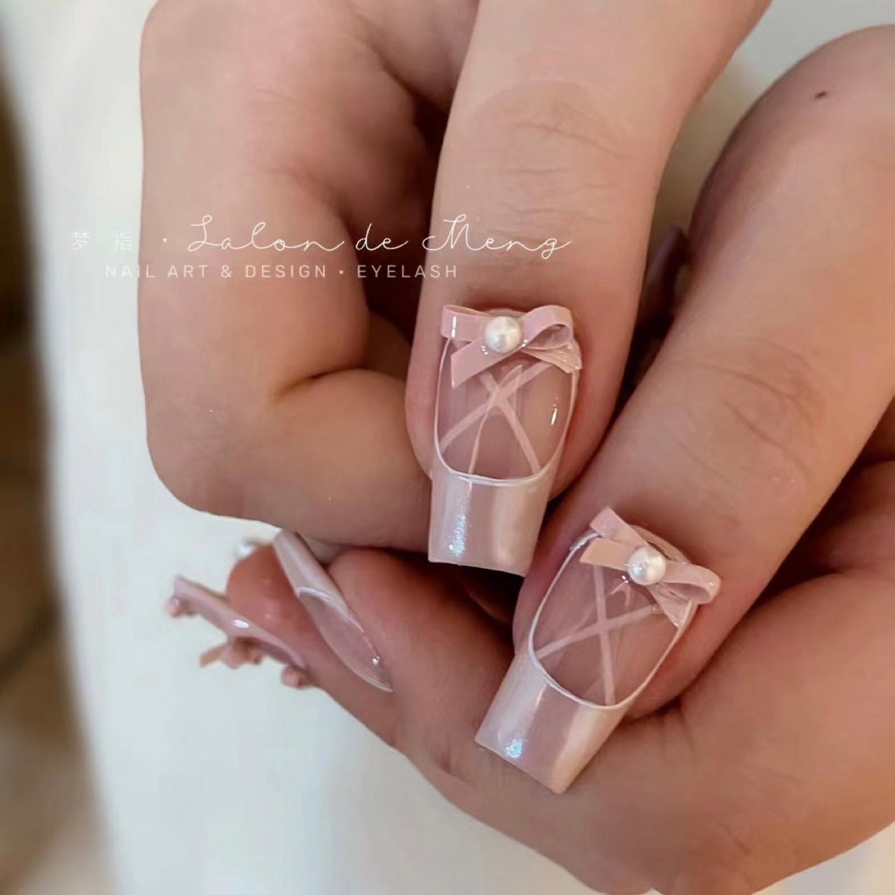 H129 BALLET SHOES BOW HANDMADE NAIL