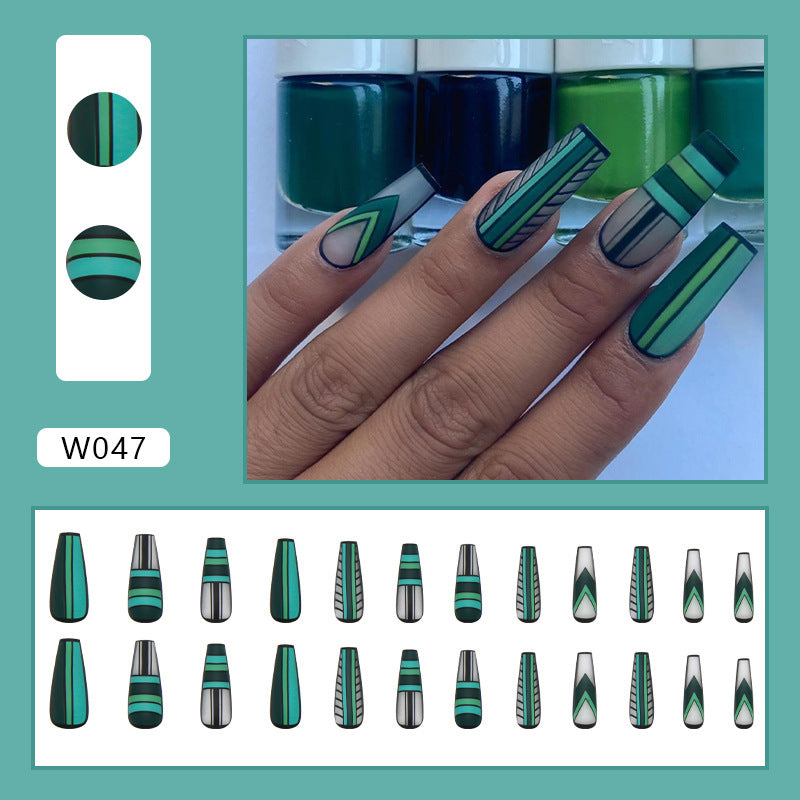 L39 BLACK & GREEN CONTRAST LONG NAIL
