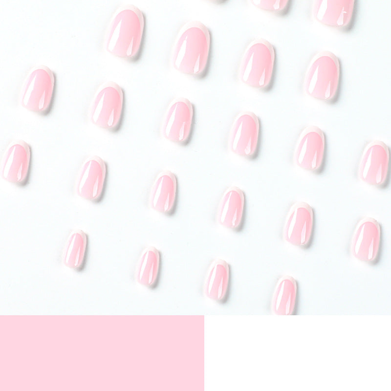 S31 FRENCH BABY PINK WHITE EDGE SHORT NAIL