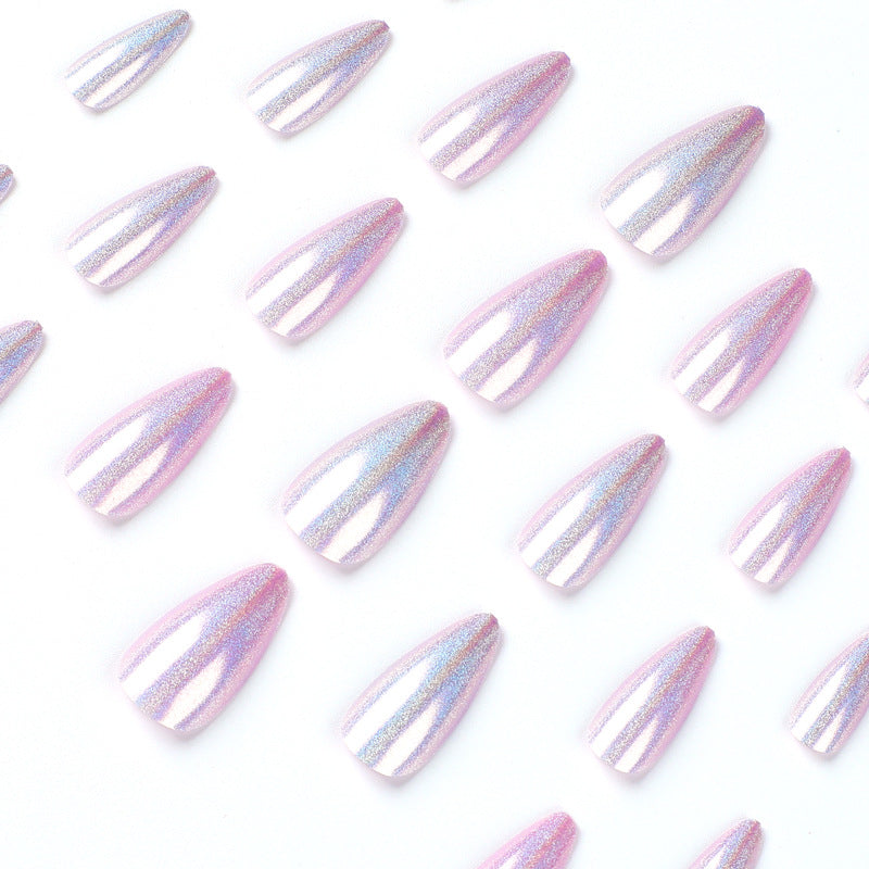 S23 PURPLE GLITTER PINK AURORA SHORT NAIL