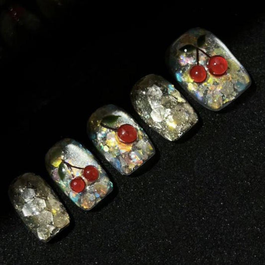 P12 Brilliant Glass Cherry HANDMADE NAIL