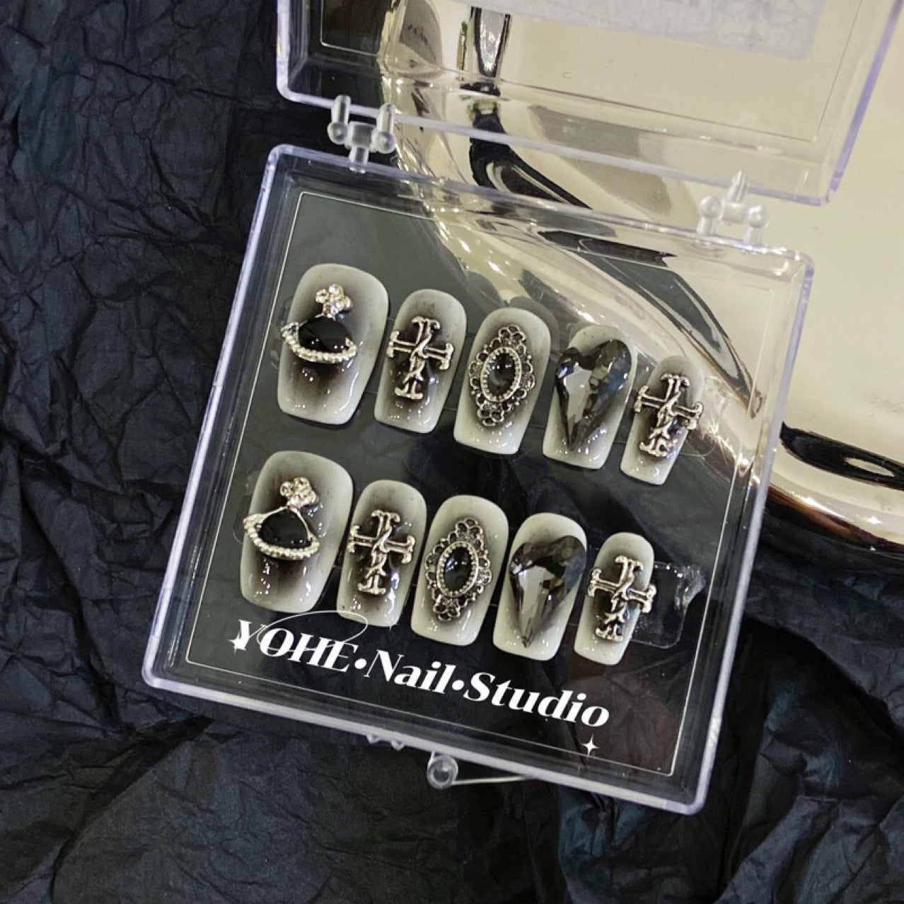 H295 Black blusher hot girl Croxin HANDMADE NAIL