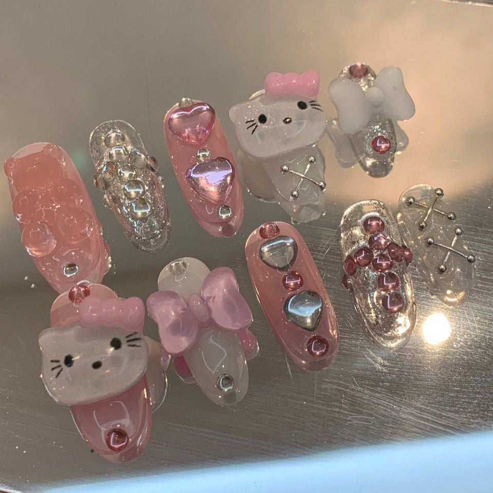HK13 CANDY Cat HANDMADE NAIL