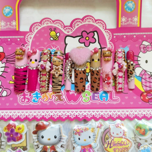 HKK Leopard Print Emirate Cat HANDMADE NAIL