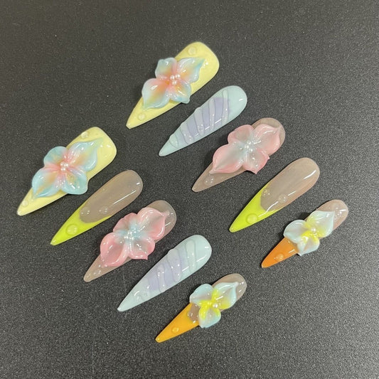 H319 glaze Ice Peach Blossom HANDMADE NAIL