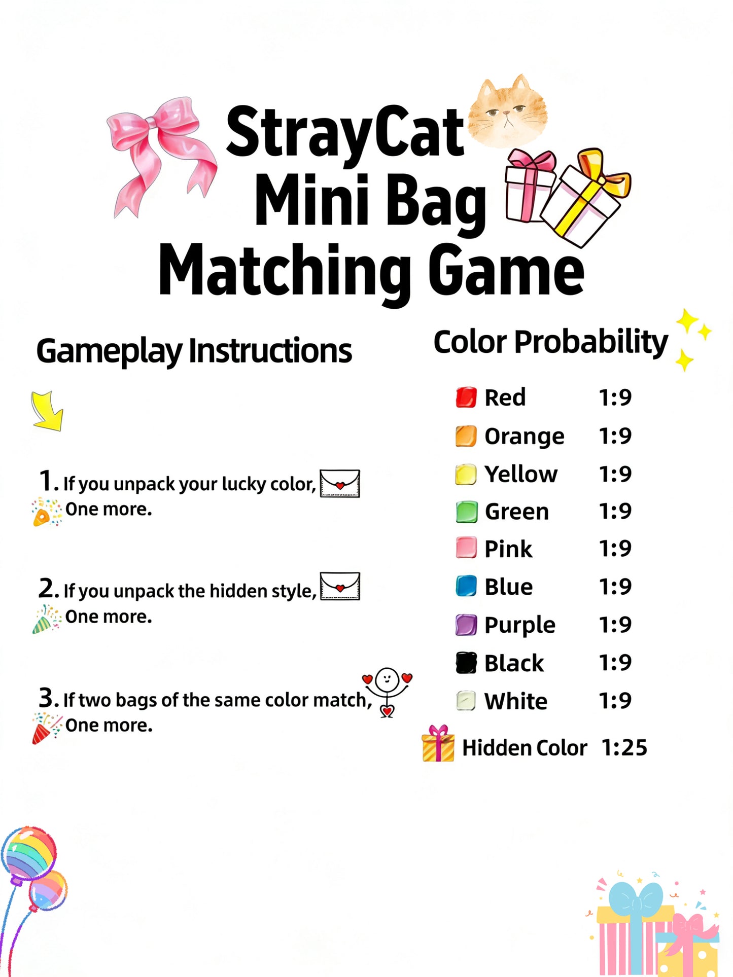 Mini Bag Lucky Color Blind Bag Matching Game