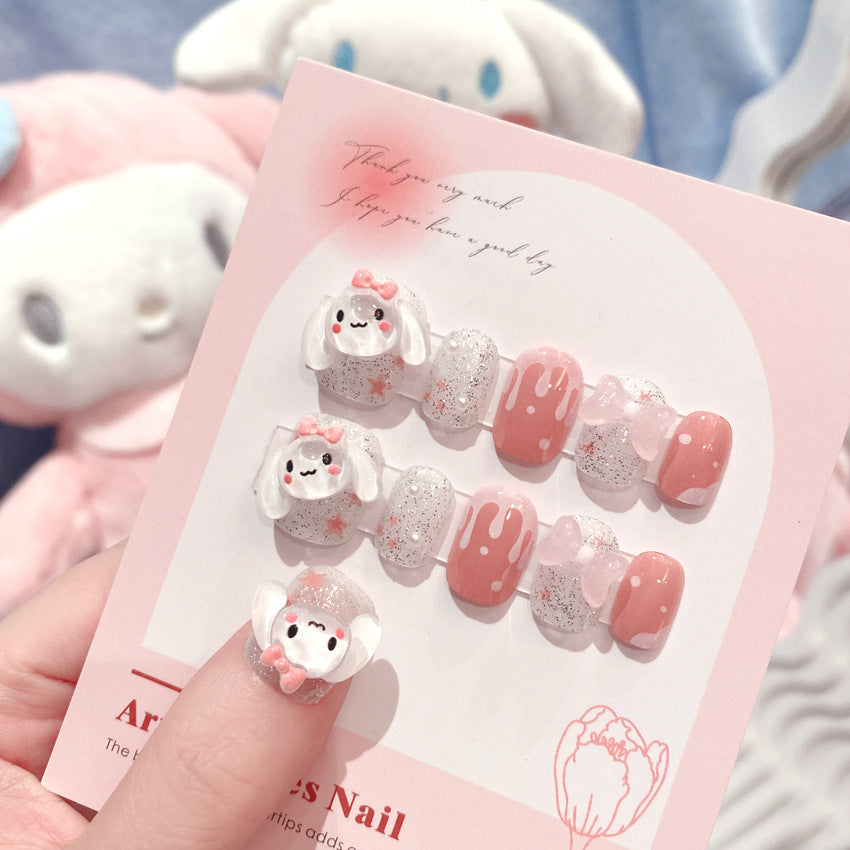 F9 Cinnamon Pink Bow SHORT NAIL