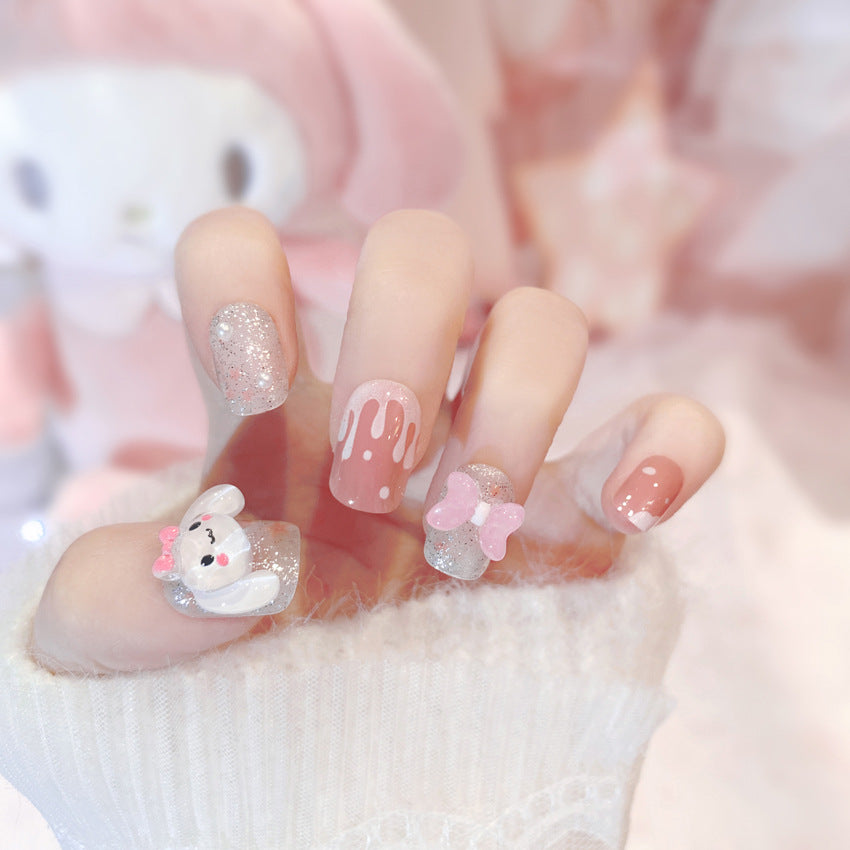 F9 Cinnamon Pink Bow SHORT NAIL