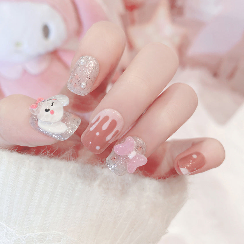 F9 Cinnamon Pink Bow SHORT NAIL
