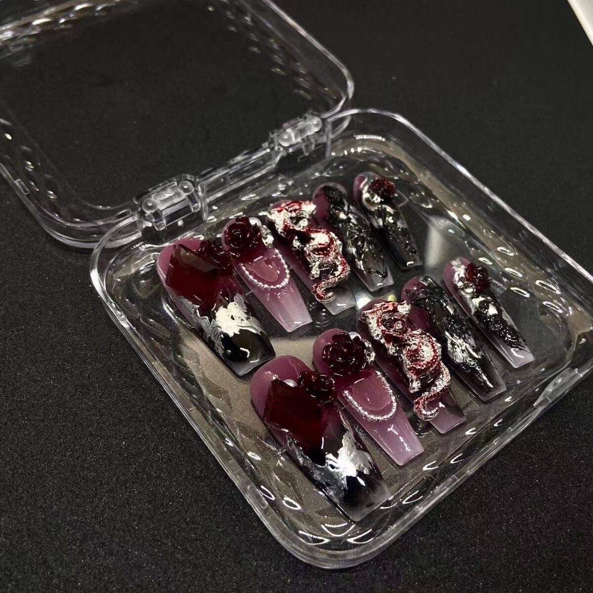 H297 The Year of the Dragon Lucky Ruby HANDMADE NAIL