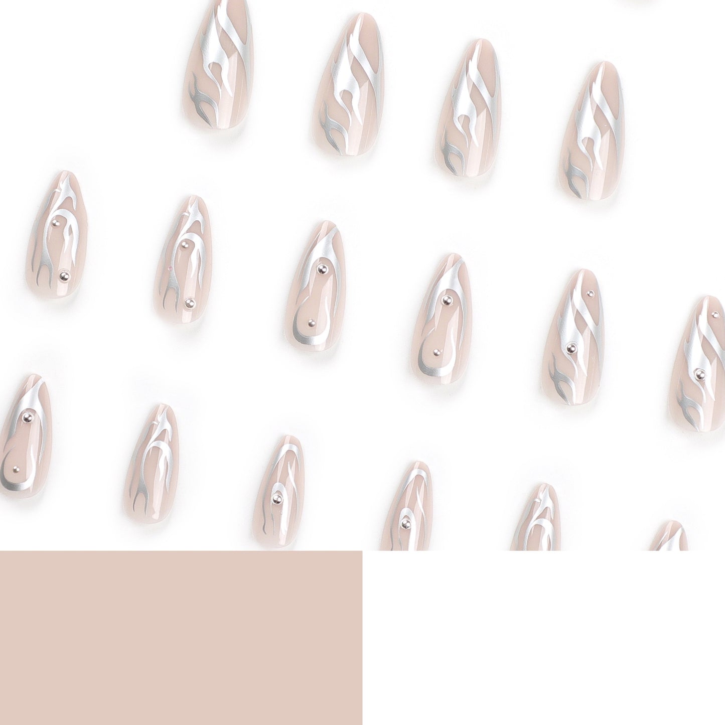 F62 Flame Shining Silver MEDIUM NAIL