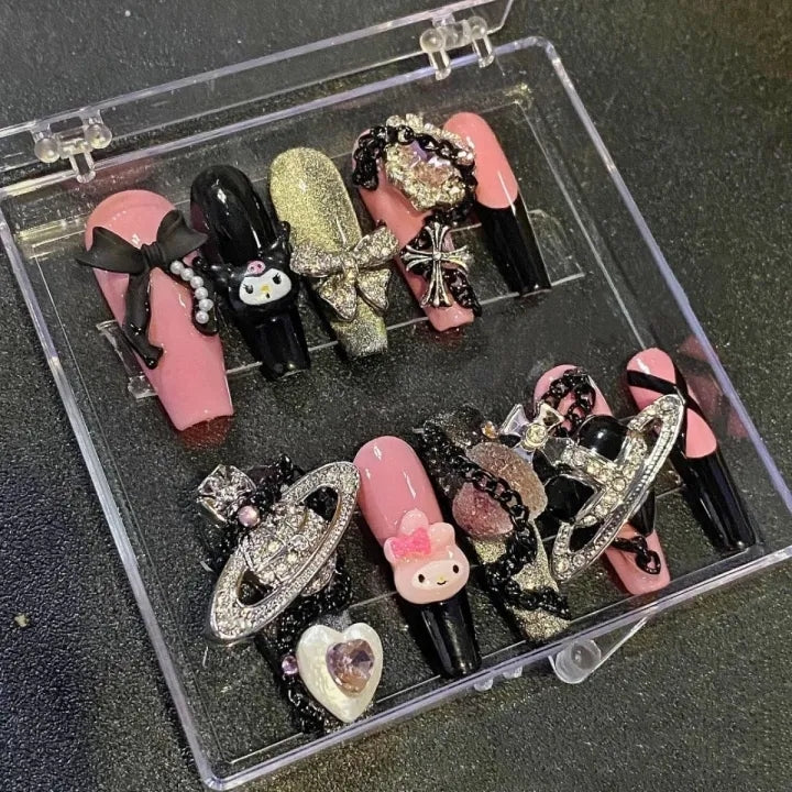 H101 KUKU FRENCH COFFIN LONG HANDMADE NAIL