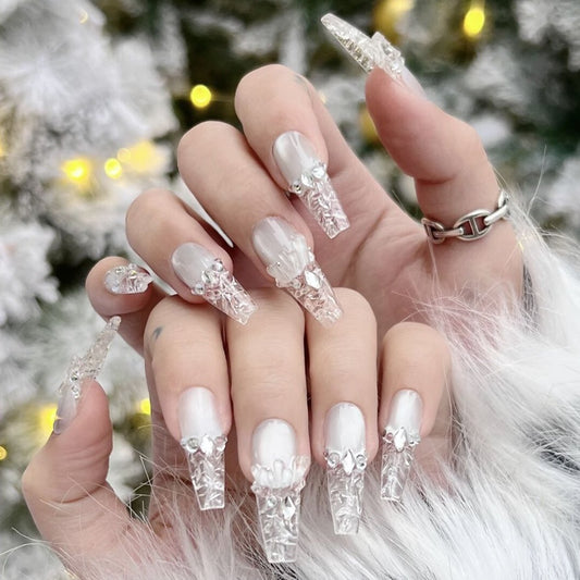 S2 Winter Echo Ice Crystals Merry Christmas HANDMADE NAIL