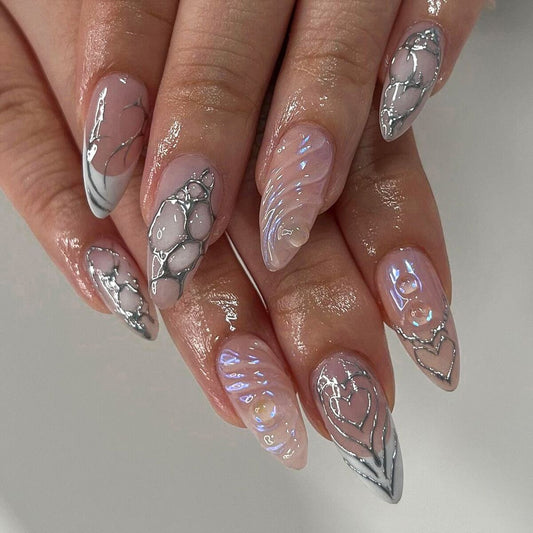 F58 3D Water Ripple Tin Heart MEDIUM NAIL