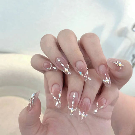 H367 Blusher Explosion Flash Ice Permeable Diamond HANDMADE NAIL