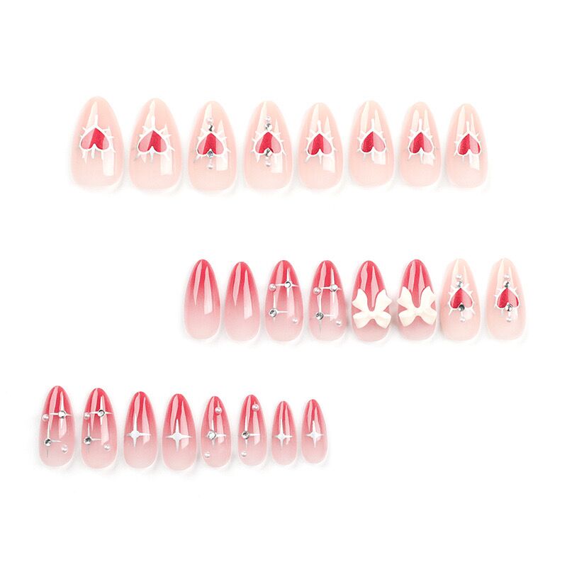 F64 Valentine's Day 3D Butterfly Knot Pearl MEDIUM NAIL