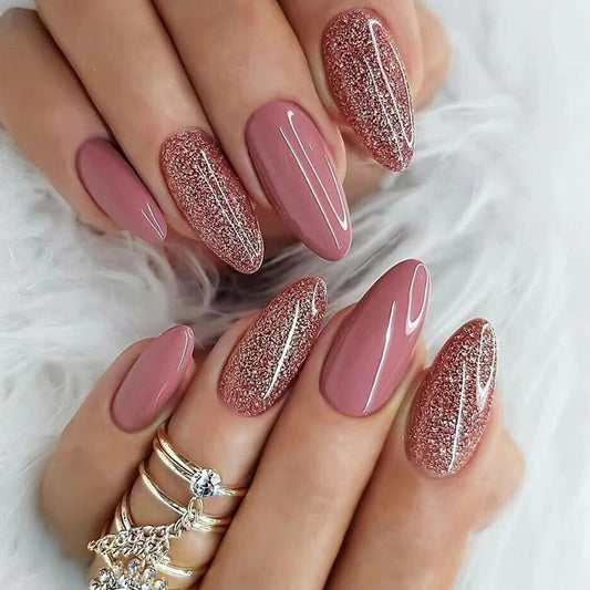 S33 GLITTER SHINY SHEER Cinnamon NUDE SHORT NAIL