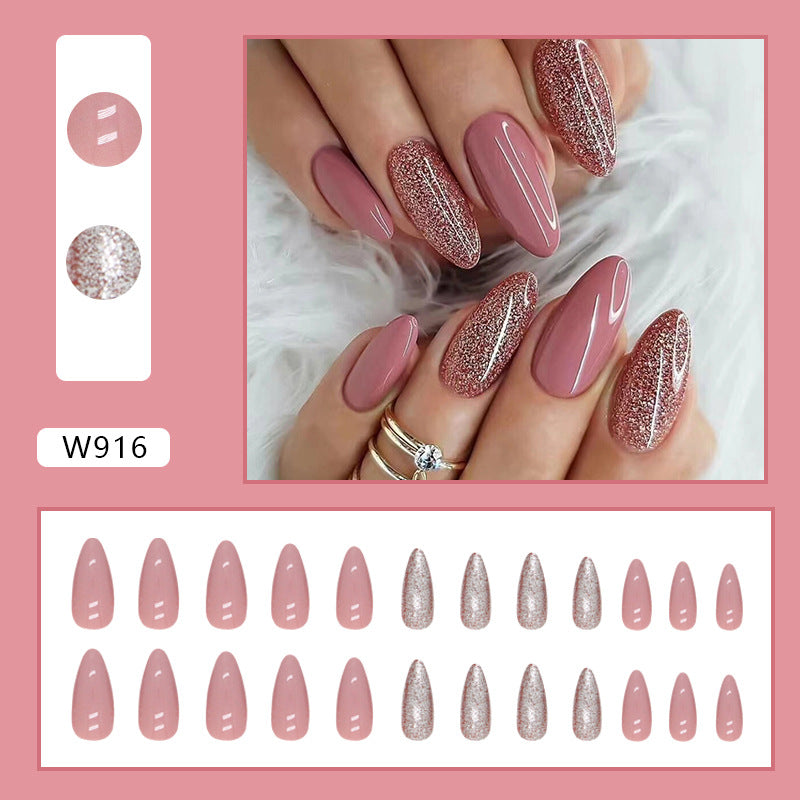 S33 GLITTER SHINY SHEER Cinnamon NUDE SHORT NAIL