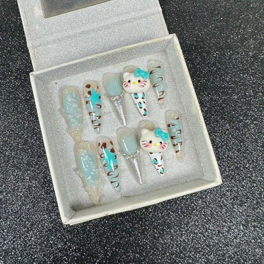 HK47 Emerald Green Cat HANDMADE NAIL