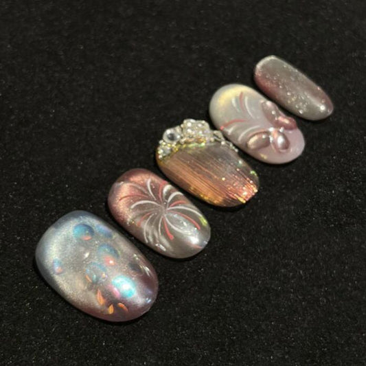 H408 Fireworks Butterfly Hand Painting HANDMADE NAIL