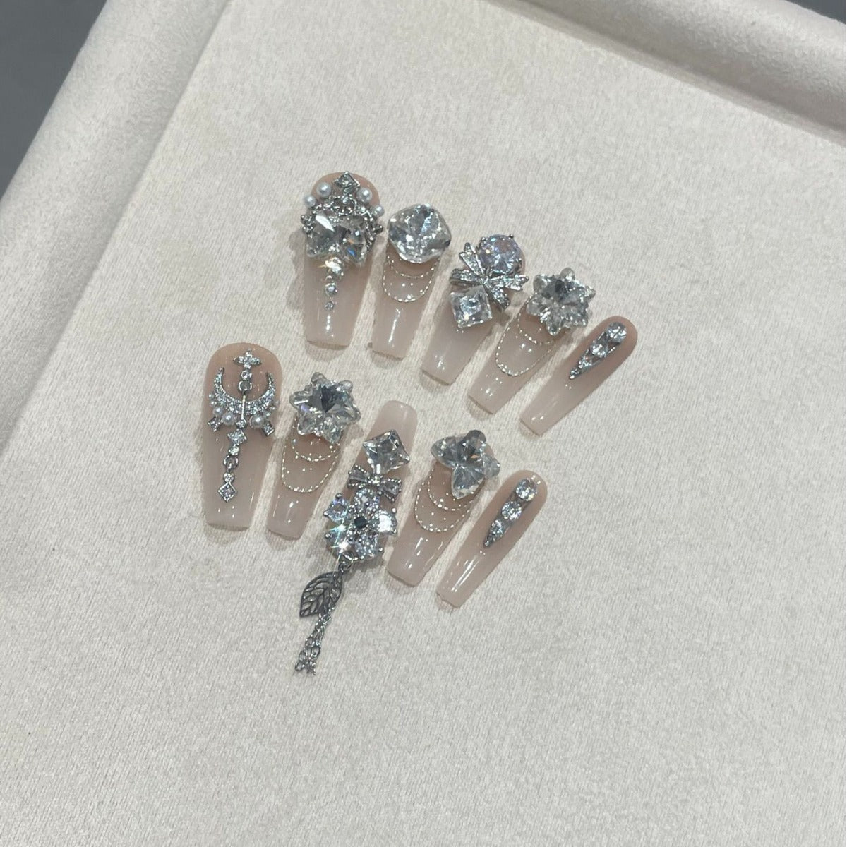 H283 Maple leaves full of diamond tassels HANDMADE NAIL