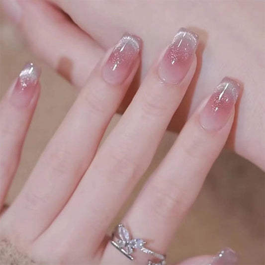 S51 Faint French Cat's Eye Flash SHORT NAIL