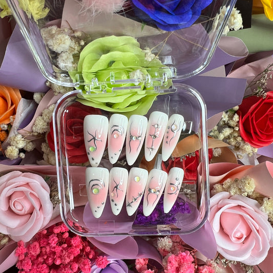 H156 HOT GIRL Y2K ROSE RED HANDMADE NAIL