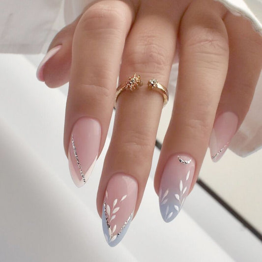 F51 French gradient willow leaf  MEDIUM NAIL