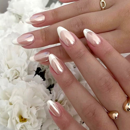 S36 NUDE PINK & WHITE SHORT NAIL