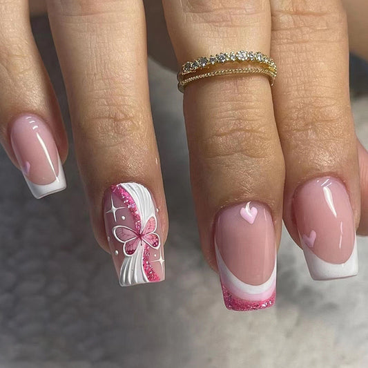 S45 SWEET HEART BABY PINK SHORT NAIL