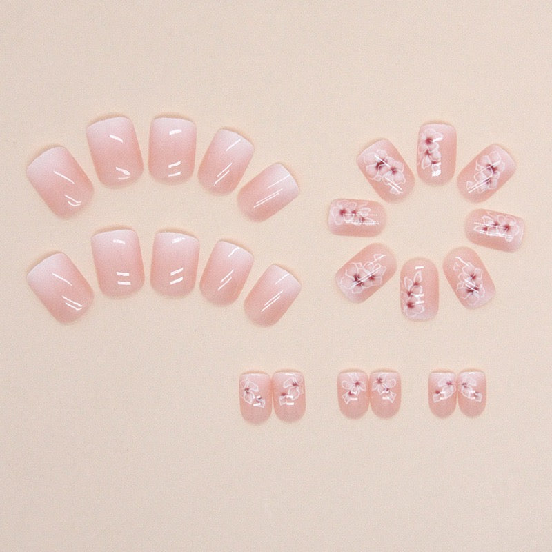 S42 SAKURA PINK FLOWER SHORT NAIL